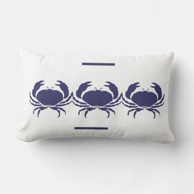 navy  CRABS white  PILLOW coastal life (Front)