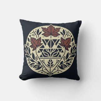 Navy Cream Geometric Maple Leaf Throw Pillow