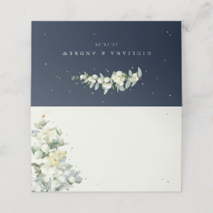 Navy/Cream Snowberry+Eucalyptus Wedding Place Card