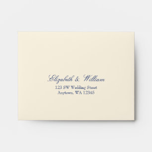 Navy Cream Wedding RSVP Return Address A2 Envelopes