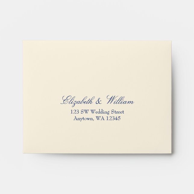 Navy Cream Wedding RSVP Return Address A2 Envelopes (Front)