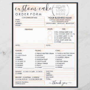 Navy Custom Best Bakery Cake Order Form