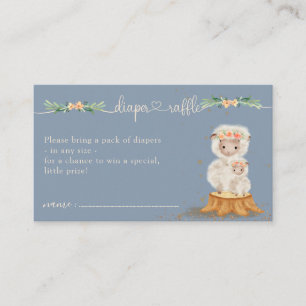 Navy Custom Lamb Sheep Baby Shower Diaper Raffle Enclosure Card