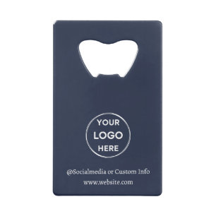 Navy Custom Logo Text Modern Minimalist Business Credit Card Bottle Opener