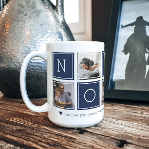 Navy   Custom Nonno 5 Photo Colorblock Collage Coffee Mug