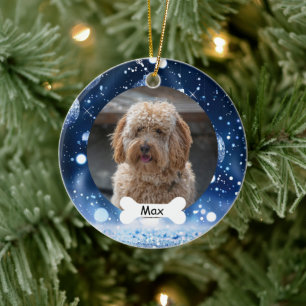 Navy Custom Pet Puppy Dog Photo Ceramic Ornament