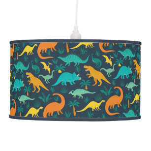 Navy   Cute Colourful Dinosaur Pattern Kids Room Pendant Lamp