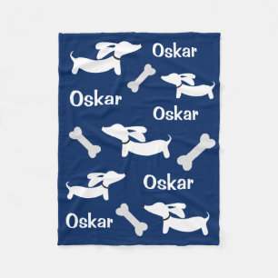 Navy Dachshund Wiener Dog Blanket