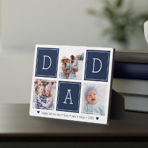 Navy DAD Custom Kids Photo Collage Plaque