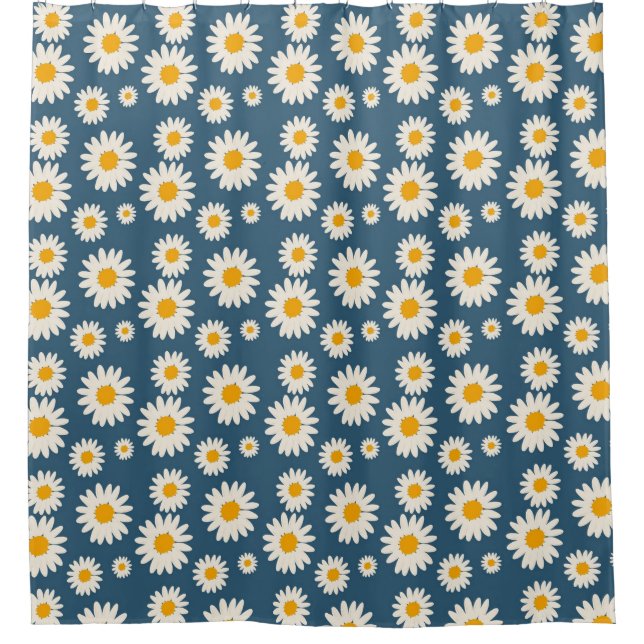 Navy Daisy Floral Bohemian Botanical Pattern (Front)