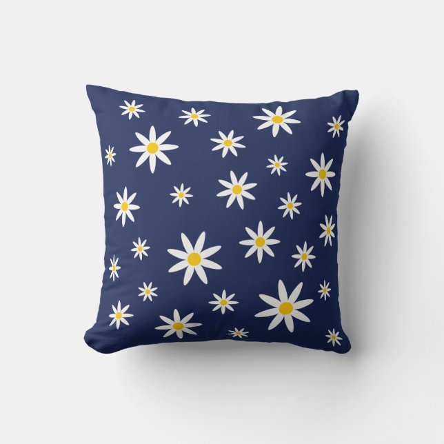 Navy Daisy Pillow (Front)