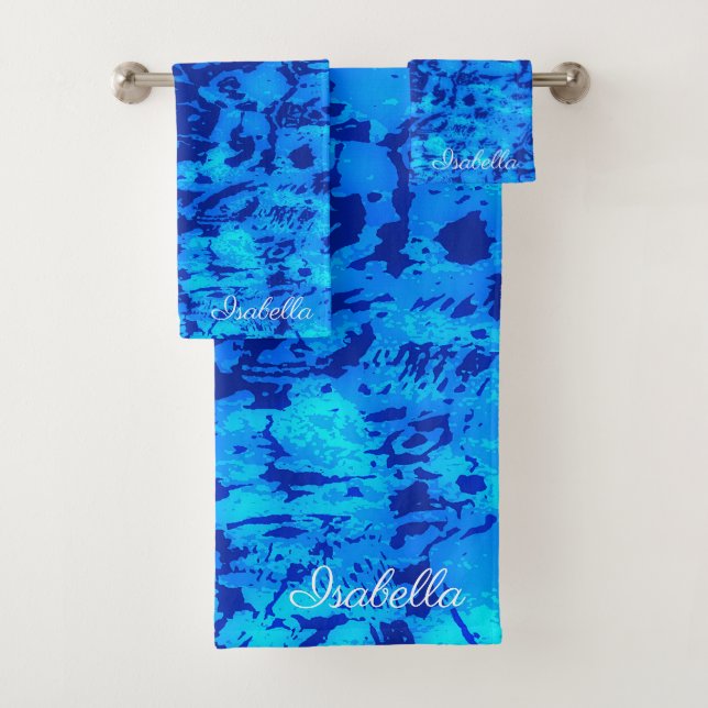 Navy Deep Customize Fresh Ocean Water Bath Towel Set (Insitu)