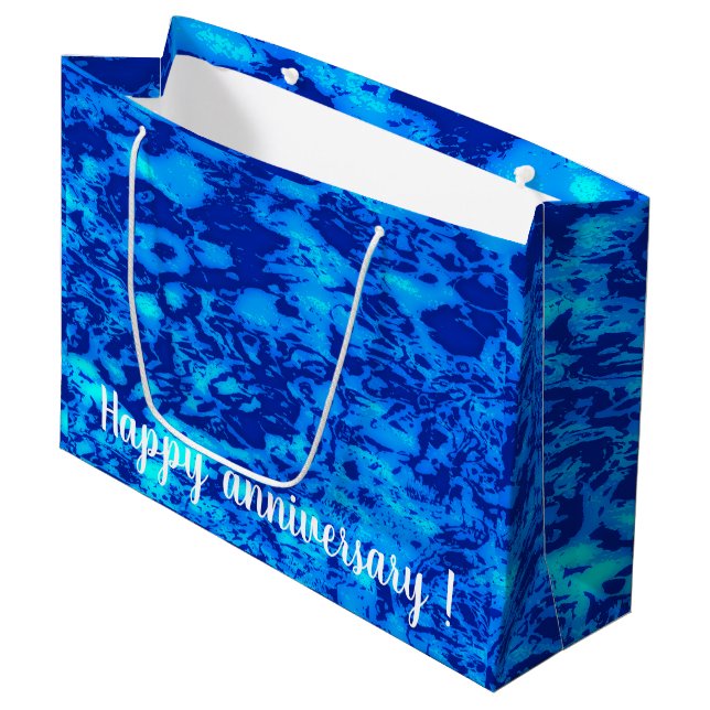 Navy Deep Customize Fresh Ocean Water Large Gift Bag (Front Angled)