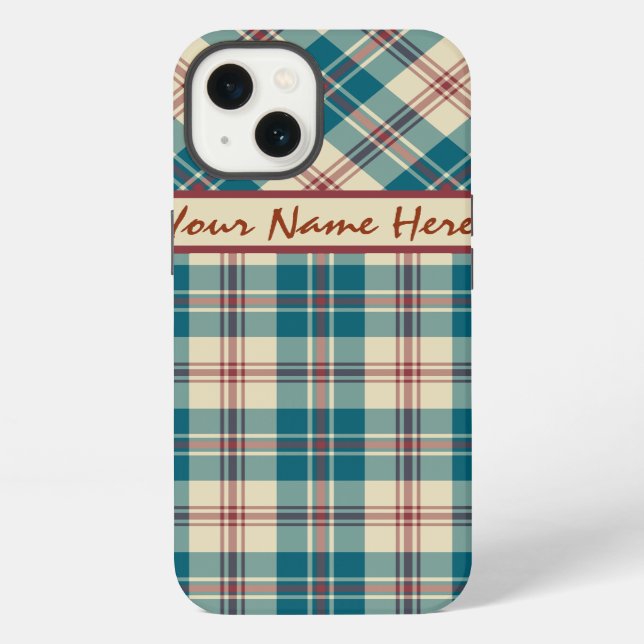Navy Deep Red Beige Plaid iPhone 6 Xtreme Case (Back)