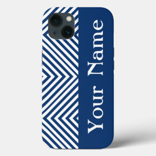 Navy Diamond Chevron w/ name @ Emporiomoffa iPhone 13 Case