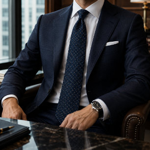 Navy Diamond Jacquard   Luxury Business & Wedding Tie