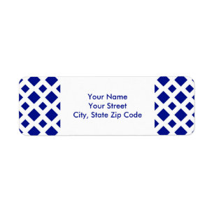 Navy Diamonds on White return address label