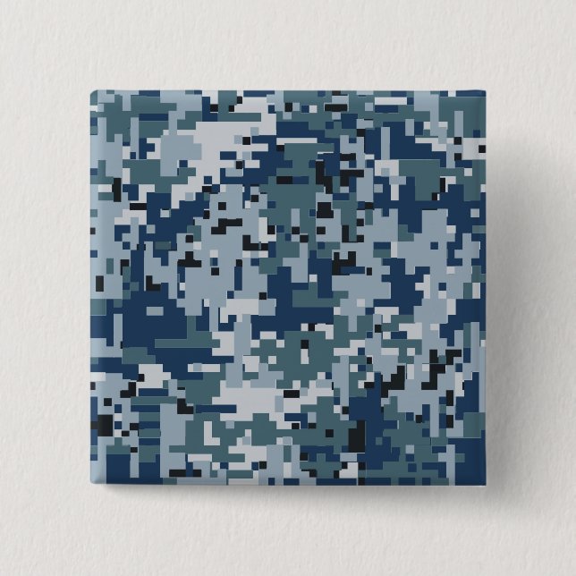 Navy  Digital Camo Camouflage Decor 2 Inch Square Button (Front)