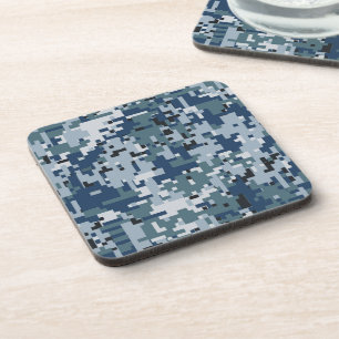 Navy Digital Camo Camouflage Decor Coaster