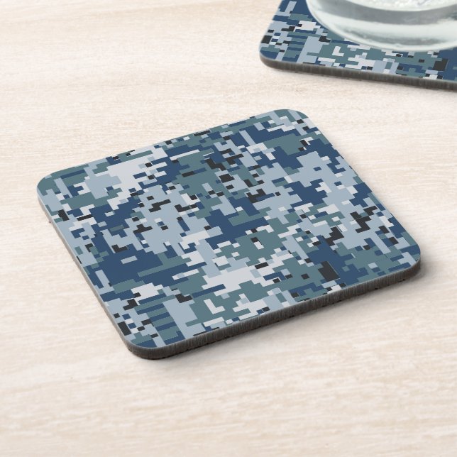 Navy  Digital Camo Camouflage Decor Coaster (Left Side)