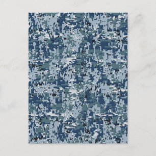 Navy  Digital Camo Camouflage Decor Postcard