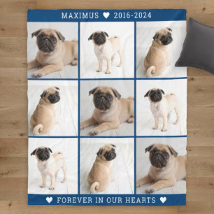 Navy Dog Memorial Photo Collage Keepsake Fleece Blanket