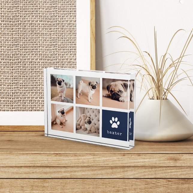Navy | Dog Pawprint Collage Photo Block (Creator Uploaded)