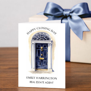 Navy Door Watercolor Closing Real Estate Agent Card