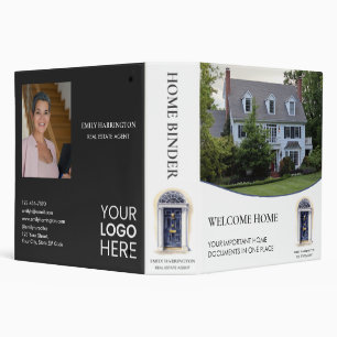 Navy Door Watercolor Home Real Estate Agent Binder