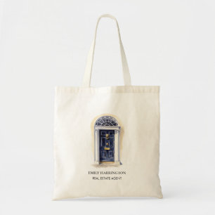 Navy Door Watercolor Logo Real Estate Agent Tote Bag