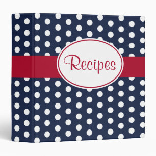 Navy Dot Kitchen Recipe Organizer Binder