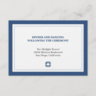Navy dotted border wedding reception enclosure card