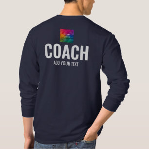 Navy Double Sided Print Long Sleeve Mens Coach T-Shirt