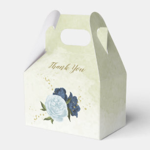navy dusty blue floral greenery wedding favor box