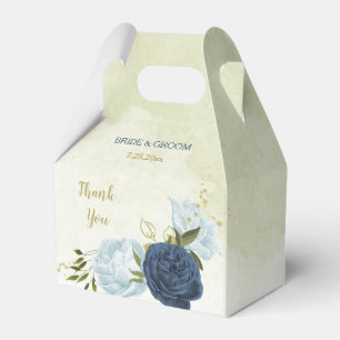 navy dusty blue floral greenery wedding favor box