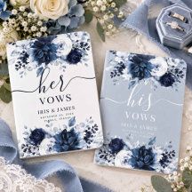 Navy Dusty Blue Floral Wedding His and Hers Real