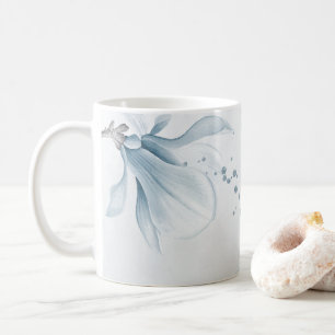 navy dusty blue flowers botanical coffee mug