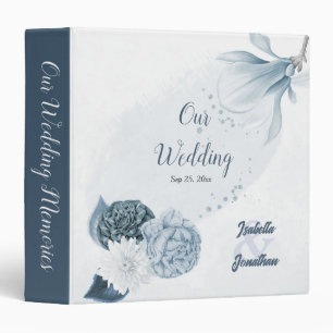 navy dusty blue flowers botanical photo album binder
