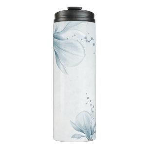 navy dusty blue flowers botanical wedding thermal tumbler