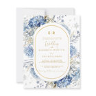 Navy Dusty Blue Gold Floral Spring Bloom Wedding