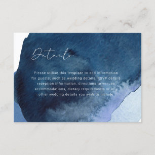 Navy Dusty Blue Ocean Wedding Details Enclosure Card