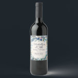 Navy Dusty Blue White Floral 40th Birthday Wine Label<br><div class="desc">Elegant navy and dusty blue with white watercolor floral 40th birthday party wine bottle labels. Personalized with the name of the guest-of-honour, her age, and her party date. Add your own "Thank you for celebrating with us" message at the bottom. Contact me for assistance with your customizations or to request...</div>
