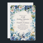 Navy Dusty Blue White Flowers 90th Birthday Invitation<br><div class="desc">Elegant navy and dusty blue with white watercolor floral 90th birthday party invitation for women. This invitation is designed for a 90th birthday but can be customized for anyone of any age. Purchase your invitations with the rounded edges on this card, or choose from a variety of other shapes on...</div>