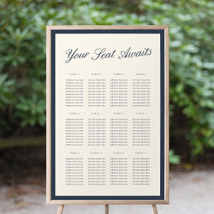 Navy & Ecru Classic Script Wedding Seating Chart