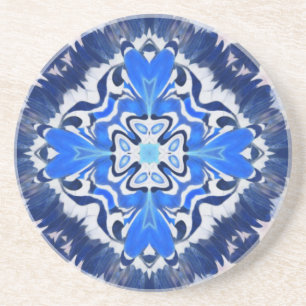 Navy electric blue geometric pattern coaster