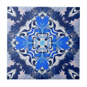 Navy electric blue geometric pattern tile