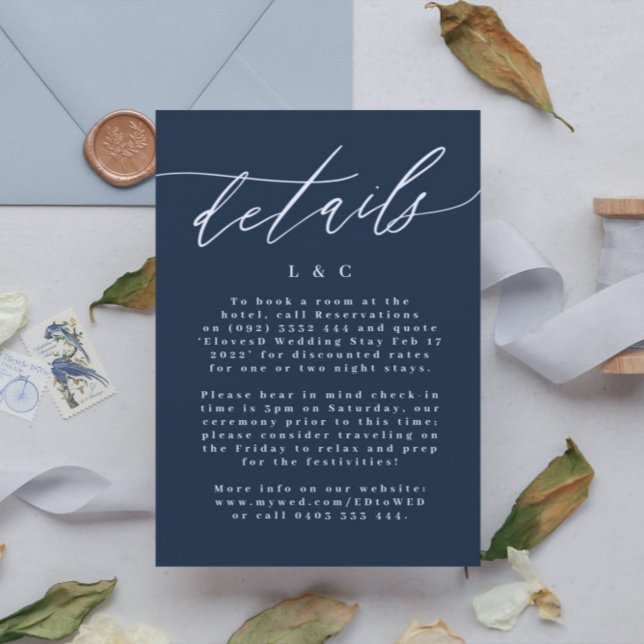 Navy Elegant Classic White Wedding RSVP Card (Creator Uploaded)