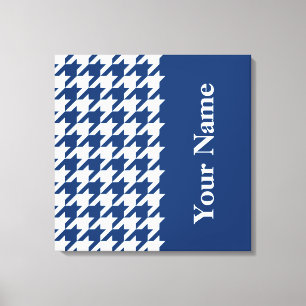 Navy Elegant Houndstooth with name Canvas Print