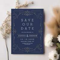 Navy elegant modern classic wedding save the date