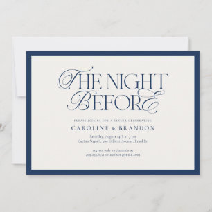 Navy Elegant Script Night Before Rehearsal Dinner Invitation